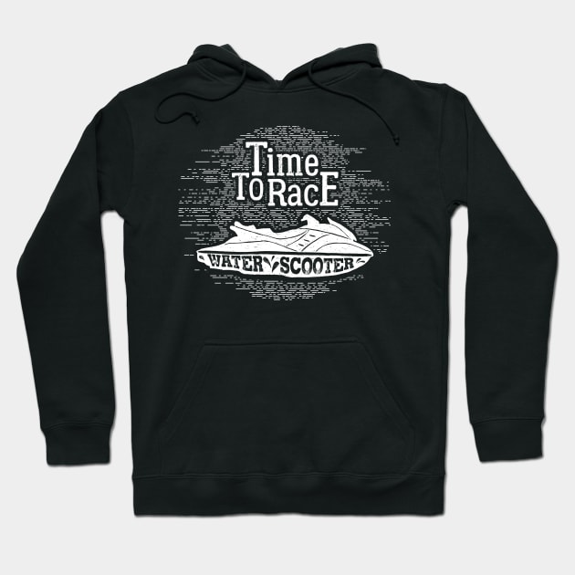 Time to Race, Water Scooter, White Design Hoodie by ArtStellar